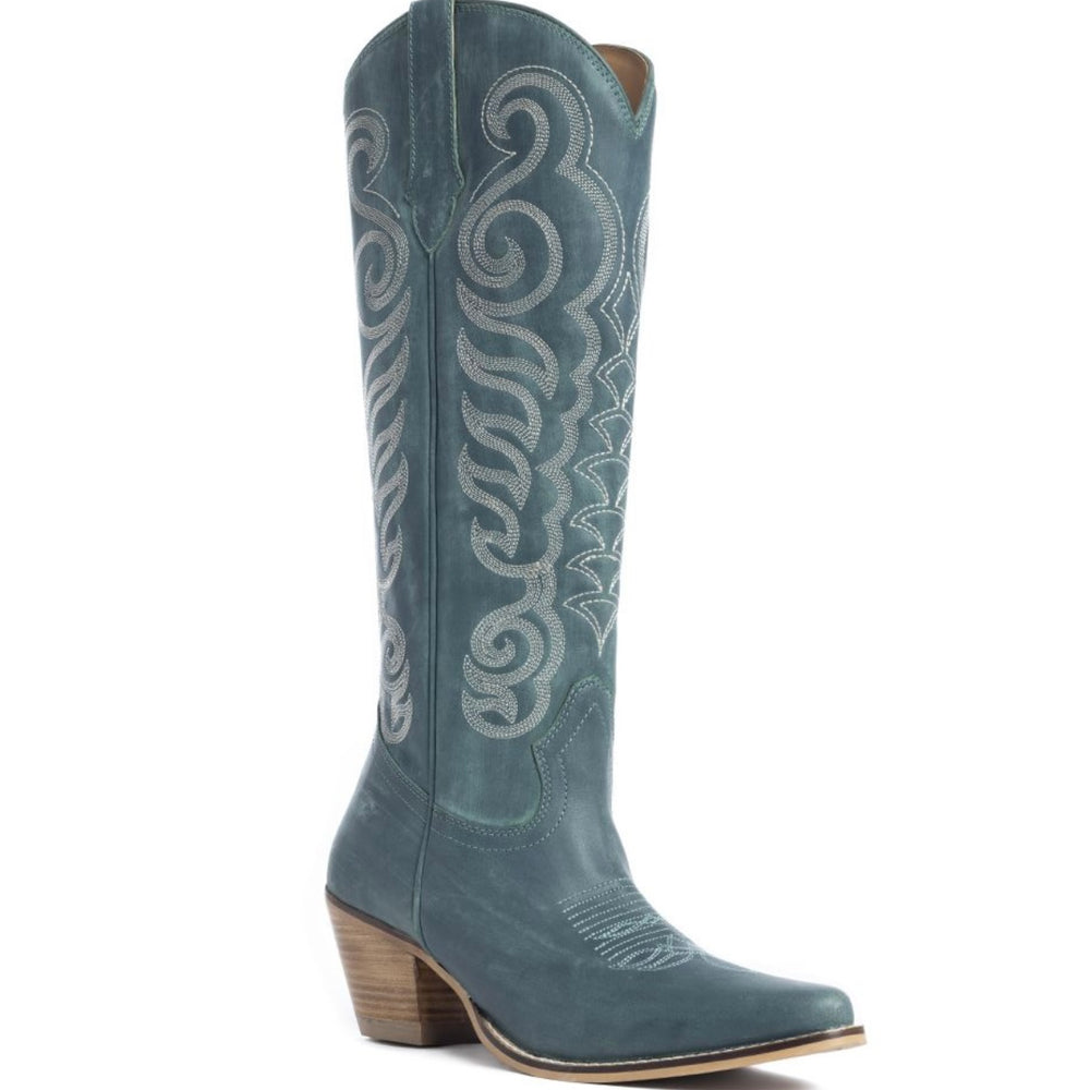 Blakely Cowgirl Boots in Deep Turquoise