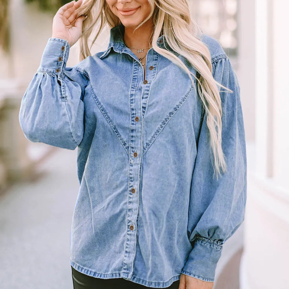 Denim Long Sleeve Blouse