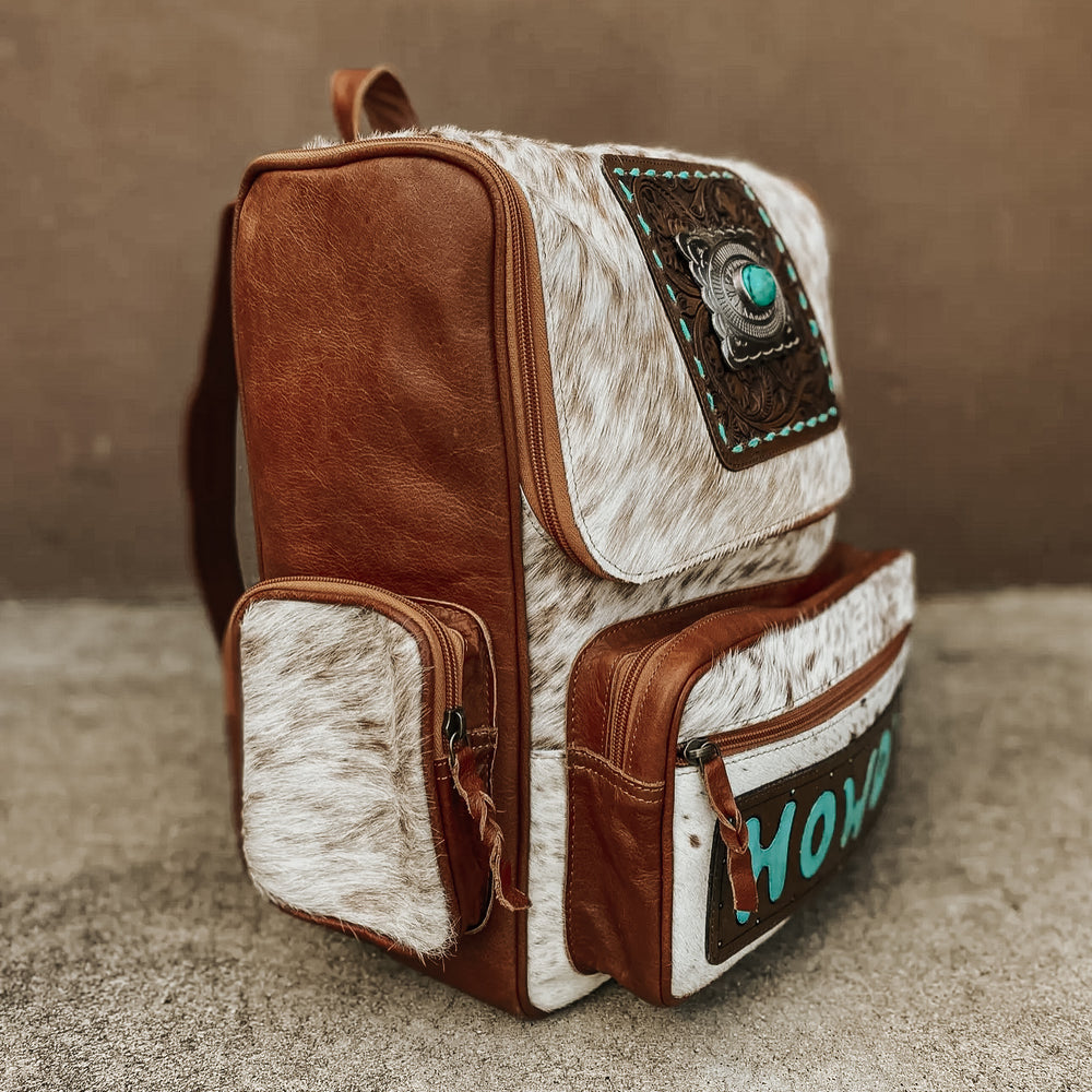 
                      
                        Howdy Cowhide Tan Backpack
                      
                    