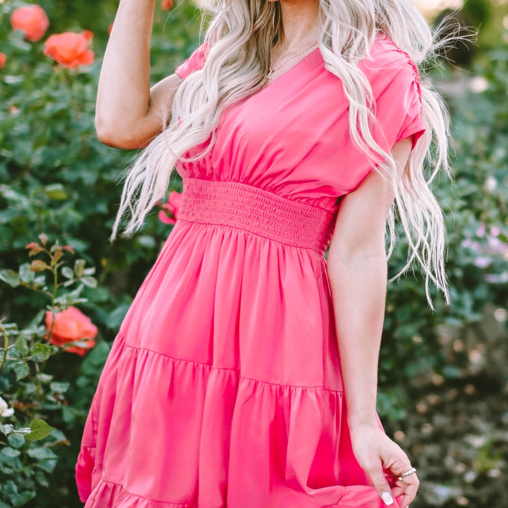 Pink V-Neck Dress