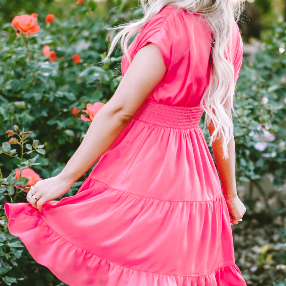 
                      
                        Pink V-Neck Dress
                      
                    