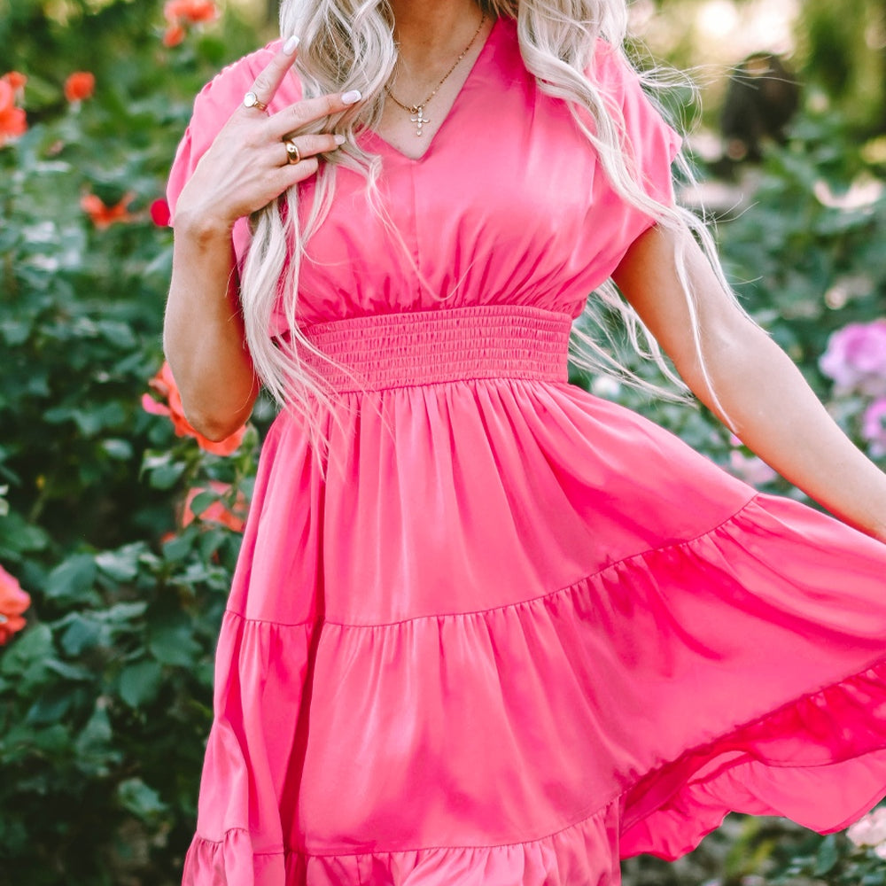 
                      
                        Pink V-Neck Dress
                      
                    