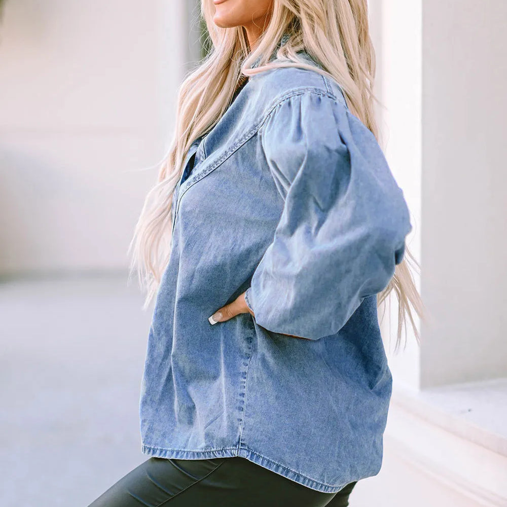 Denim Long Sleeve Blouse