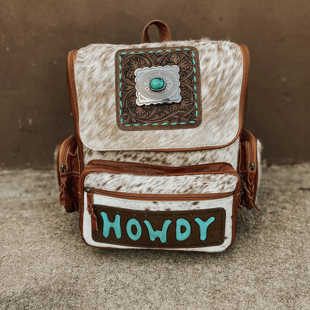 
                      
                        Howdy Cowhide Tan Backpack
                      
                    