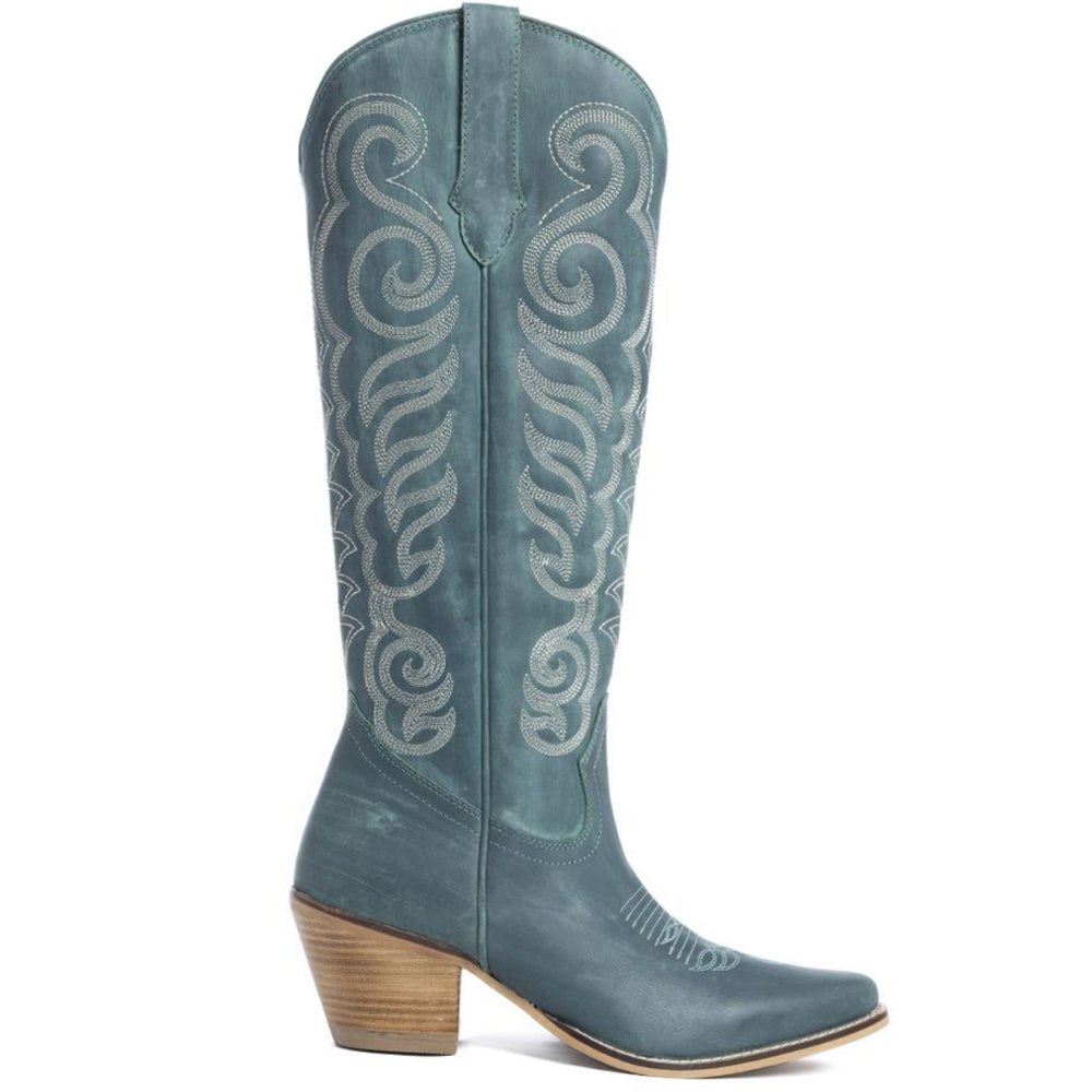 Blakely Cowgirl Boots in Deep Turquoise