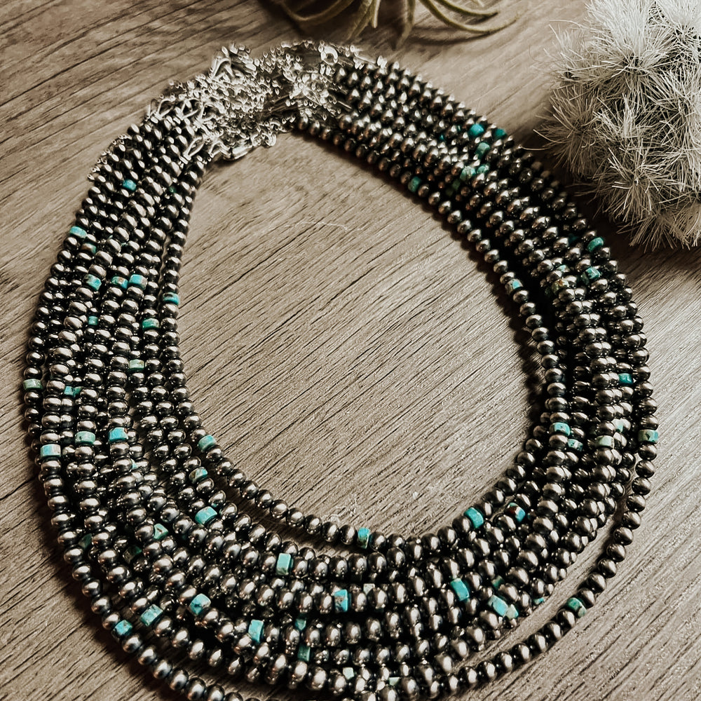 4 mm Sterling Silver Navajo Pearls - Turquoise Choker