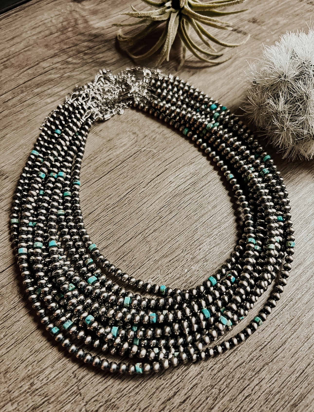 4 mm Sterling Silver Navajo Pearls - Turquoise Choker