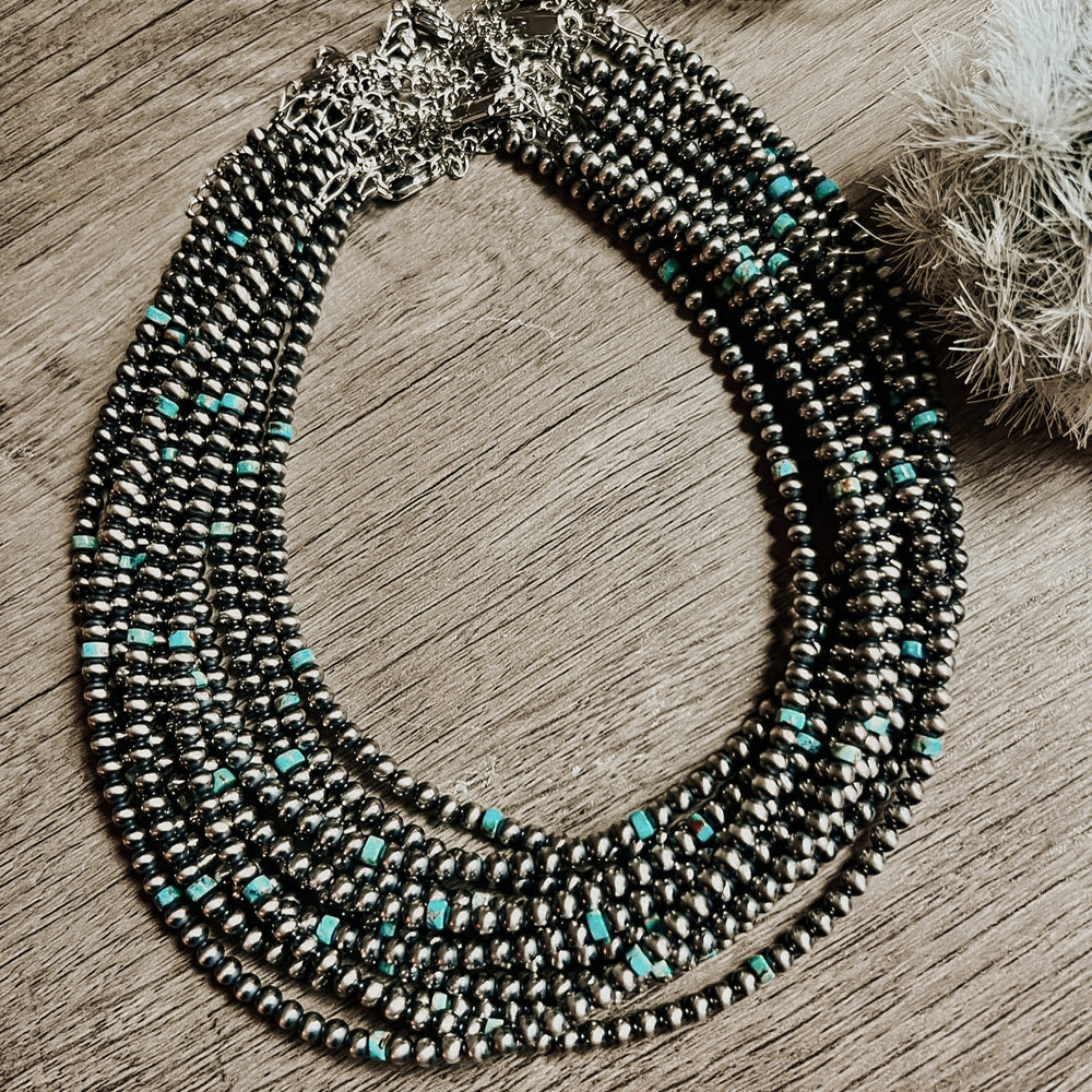 4 mm Sterling Silver Navajo Pearls - Turquoise Choker