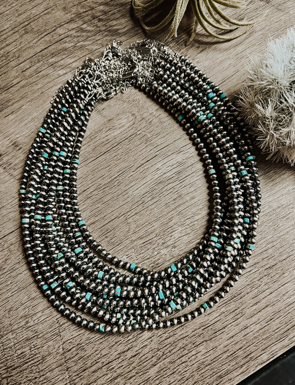 4 mm Sterling Silver Navajo Pearls - Turquoise Choker