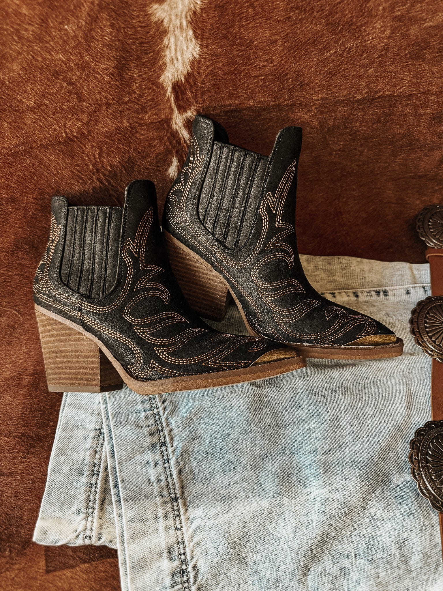 Black Embroidered Booties – Cactus Stitch & Co.
